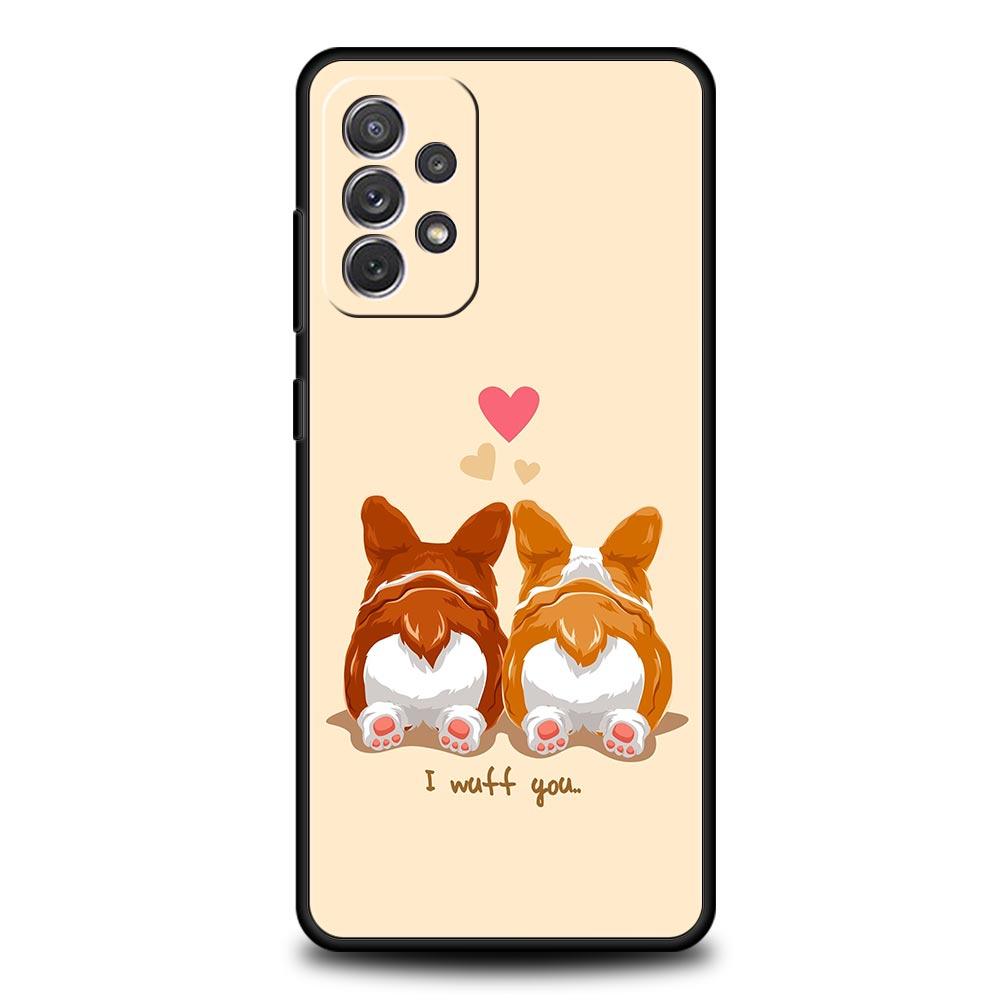 Cute Corgi Dog Phone Case for Samsung Galaxy A55 A35 A17 A07 A15 A13 A25 A51 A71 A72 A73 A32 A52 A52S A41 5G Soft TPU Shell Bags