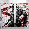 Home Interior Kitchen Curtains for Living Room 2 Pieces Blackout Curtains Door Curtain Chainsaw Man Bedroom Decoration Partition
