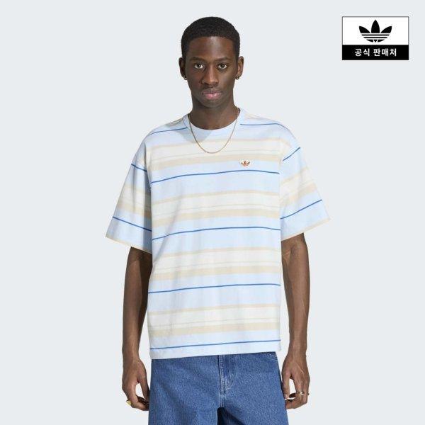 Adidas Летний Сияющий Полосатый Хлопковый Футболка С Круглым Вырезом Kx1268 KX1268/XL