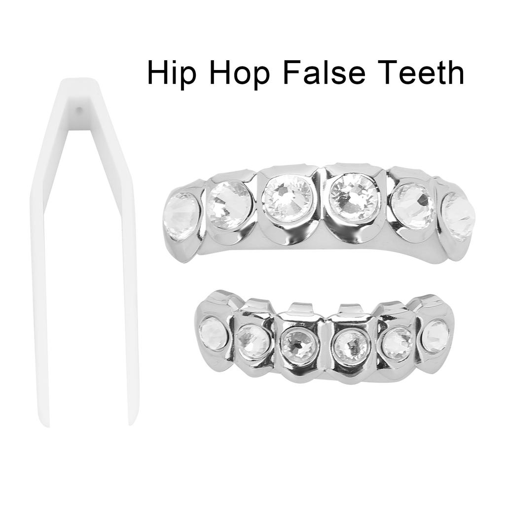 Upper Lower Shining Hip Hop False Teeth Set Halloween Festival Teeth Decoration Brace
