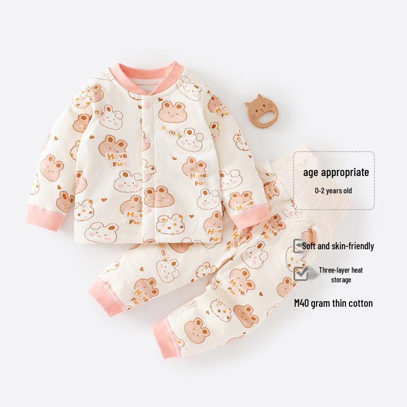 40g Baby Baumwollunterwäsche & Pyjama-Set - Hohe Taille, Bauchschutz, Herbst/Winter Wärme