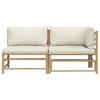 vidaXL 2-tlg. Garten-Lounge-Set mit Kissen Cremeweiß Bambus