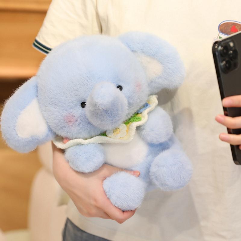 Cartoon Elephant with Bib Plush Toy 28/40cm Stuffed Animals Plushies Doll Soft Peluches Toys for Girls Gift Room Decor