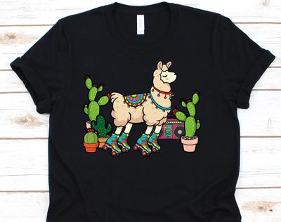 Roller Disco Llama Cactus Shirt, Roller Skating Gift For Roller Skater Girl Boy, Roller Skate Tshirt For Alpaca Succulent Lovers