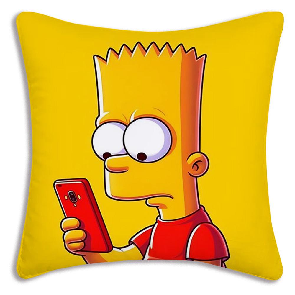 Funda de Almohada de Dibujos Animados Para S-Simpsonss Fundas Decorativas para Sofá del Hogar Impresión a Doble Cara Felpa Corta Funda de Cojín Linda