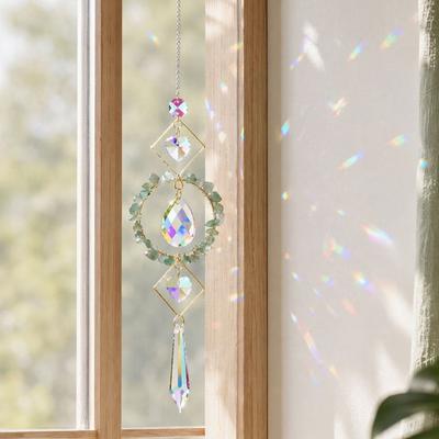 Yousheng Crystal Sun Catchers for Windows, Colorful Healing Light Crystal Suncatcher, Wind Chimes Pendant, Indoor Outdoor Patio Garden Decor Gifts