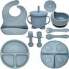 Set de hrănire pentru copii din silicon alimentar: Bavetă, Lingură, Furculiță, Bol pentru Sugari și Copii Mici