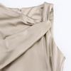 Women's Clothing European and American Style Temperament Slim and Thin Pleated Decorative Silk Satin Texture Dress