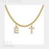 DIY Simple English Letter Necklace with Diamond Inlaid Pendant, Stainless Steel Jewelry for Europe and America.