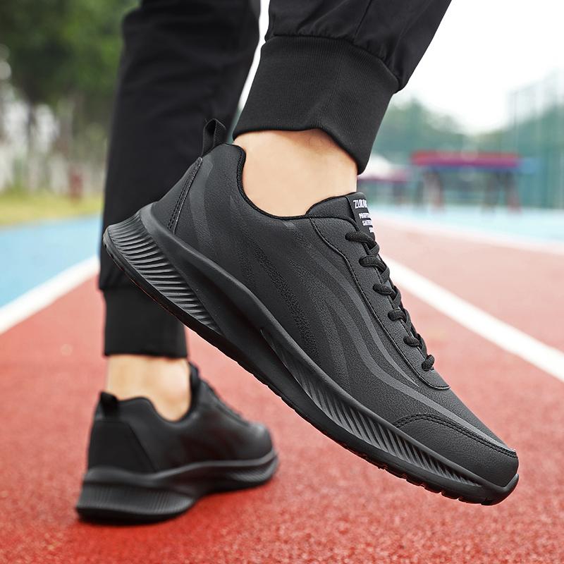 Fashion Mens Sneakers Lightweight Running Shoes New Breathable Non-slip Casual Leather Lace Up Soft Men Walking Outdoor Tennis Shoe