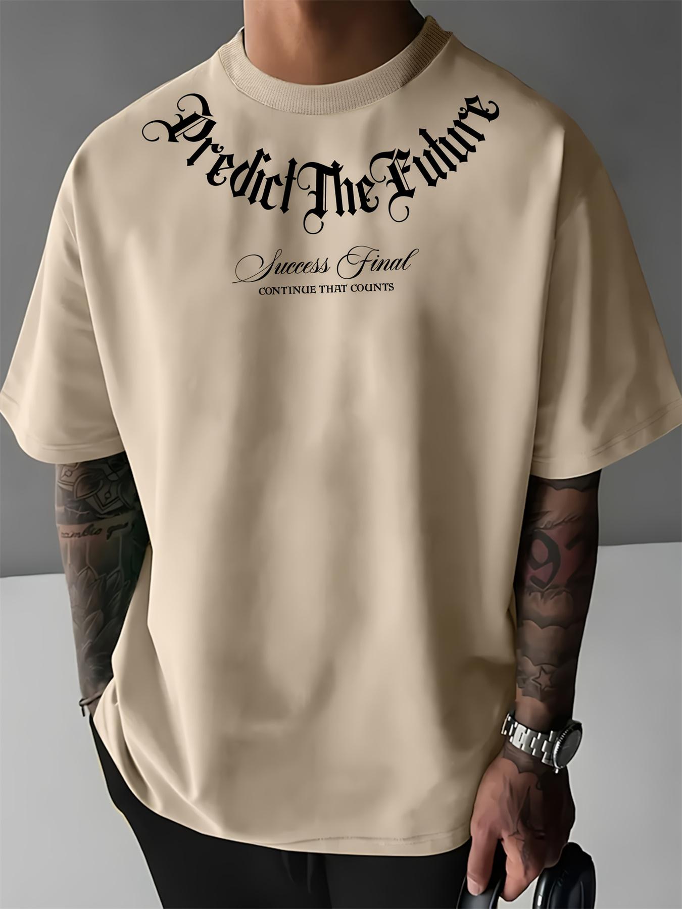 

Summer men s 100% cotton comfortable casual wide plus size prediction for future letter printed round neck short sleeved T-shirt 5XL різнокольоровий