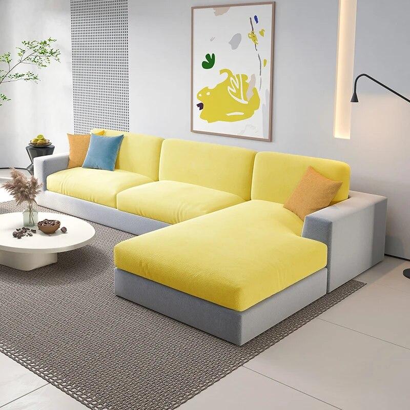 Soft Velvet Sofa Cover High Stretch Sofa Cushion Cover Living Room Spandex Sofa Seat Couch Cover for Home L-shape Sofa Slipcover