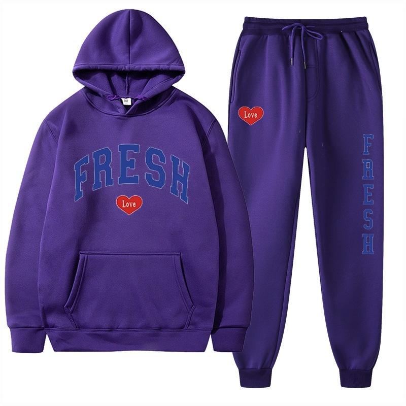 European Size Plus Fashion Printed Sweater Autumn and Winter Fleece Warm Hoodie Casual Sports Women's Suit