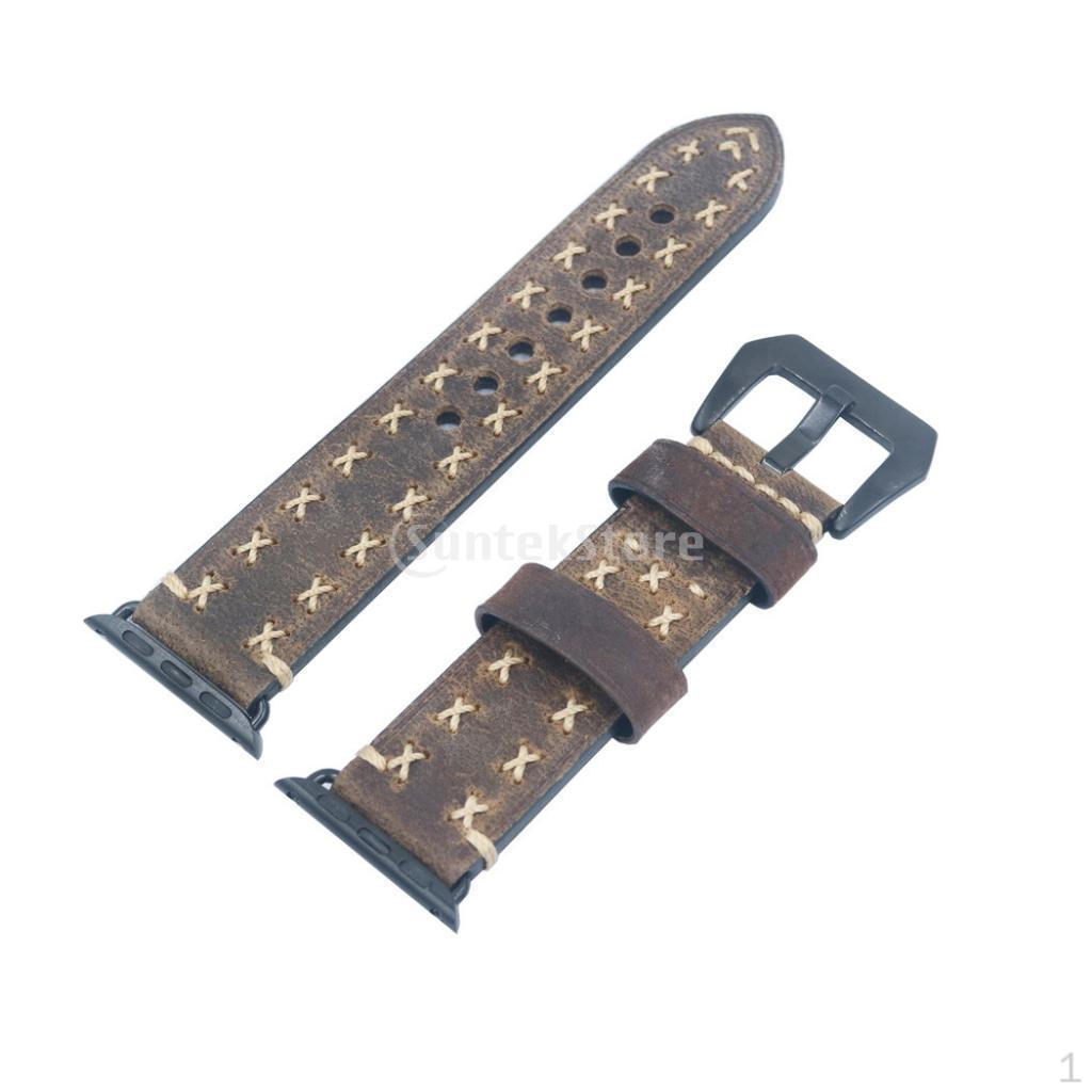 Leather Watch Band Strap Compatible with 38mm 42mm 42mm