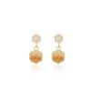 Silver needle Japanese and Korean orange gradual change hexagonal zircon earrings female, light luxury niche design sense autumn
