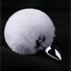 Stainless Steel Anal Plugs with Bunny Tail Tapered Faux Fur Silicone-Free Butt Plugs for Beginners Comfortable