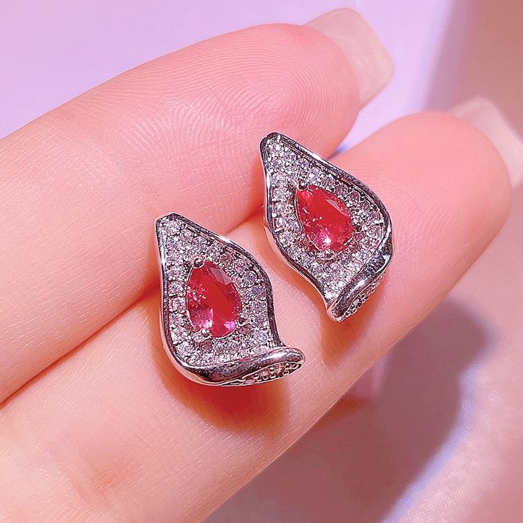 New Womens Jewelry Three piece Set with Irregular Red Zircon Party Jewelry