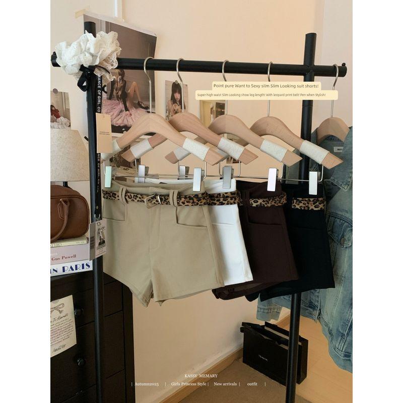 Kumikumi American vintage Khaki High Waist Casual Pants Women Autumn Niche Versatile Slimming Straight Pants Shorts