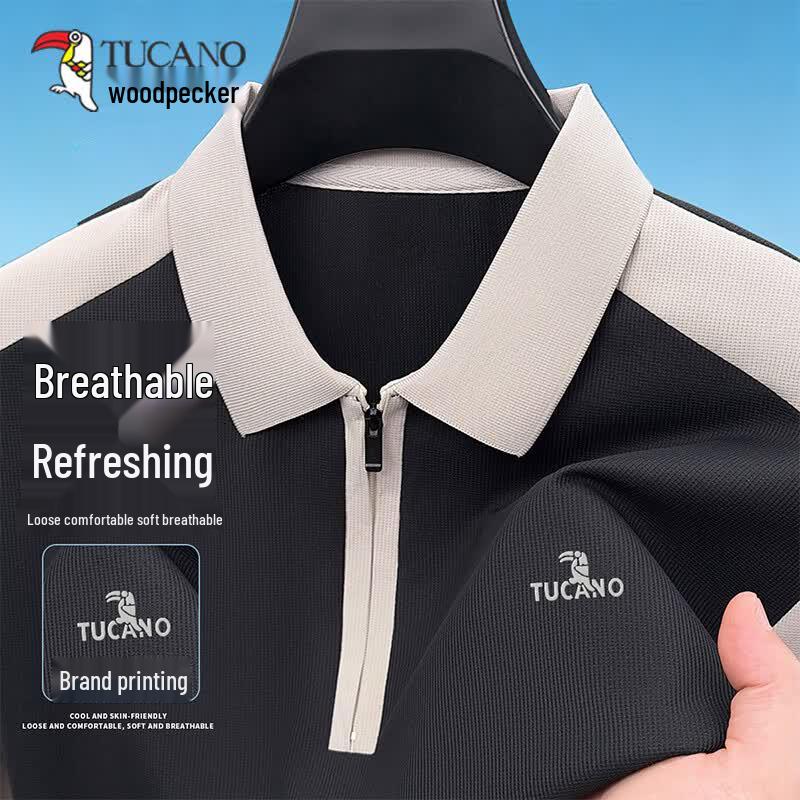 TUCANO Men s Ice Silk Half-Zip Polo Shirt M чёрный