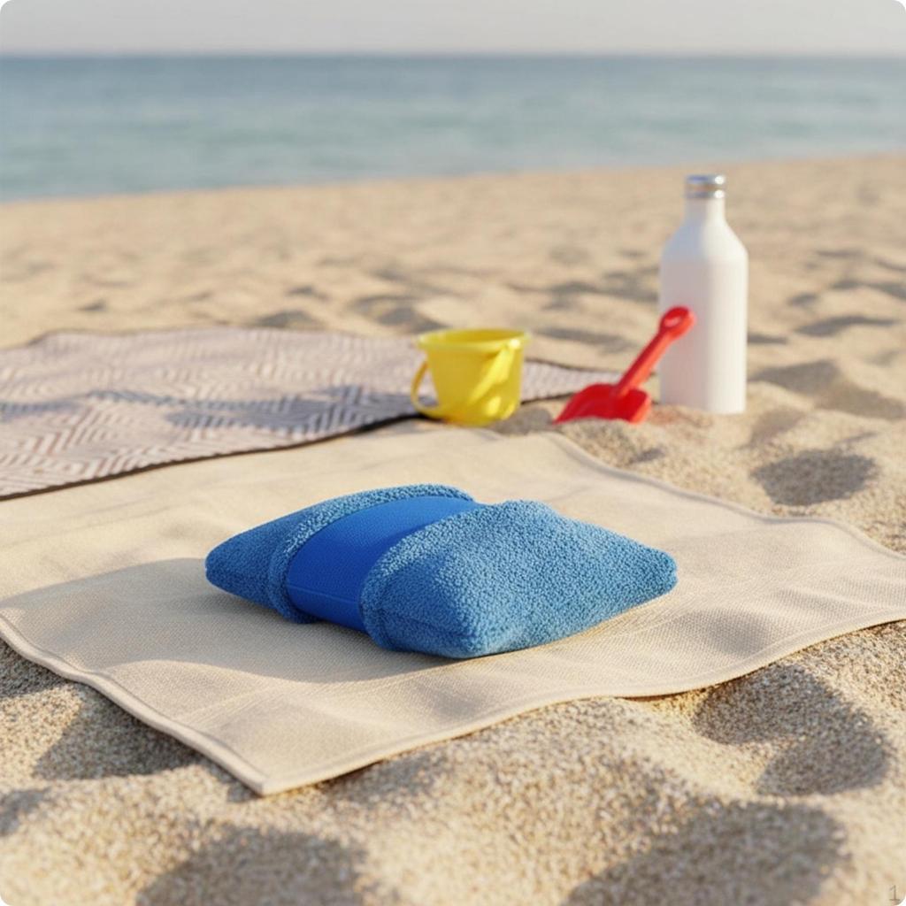 SandRemoval Pouch Handheld Sand Brush Soft Remover for Beachgoers, Families, Beach, Vacation