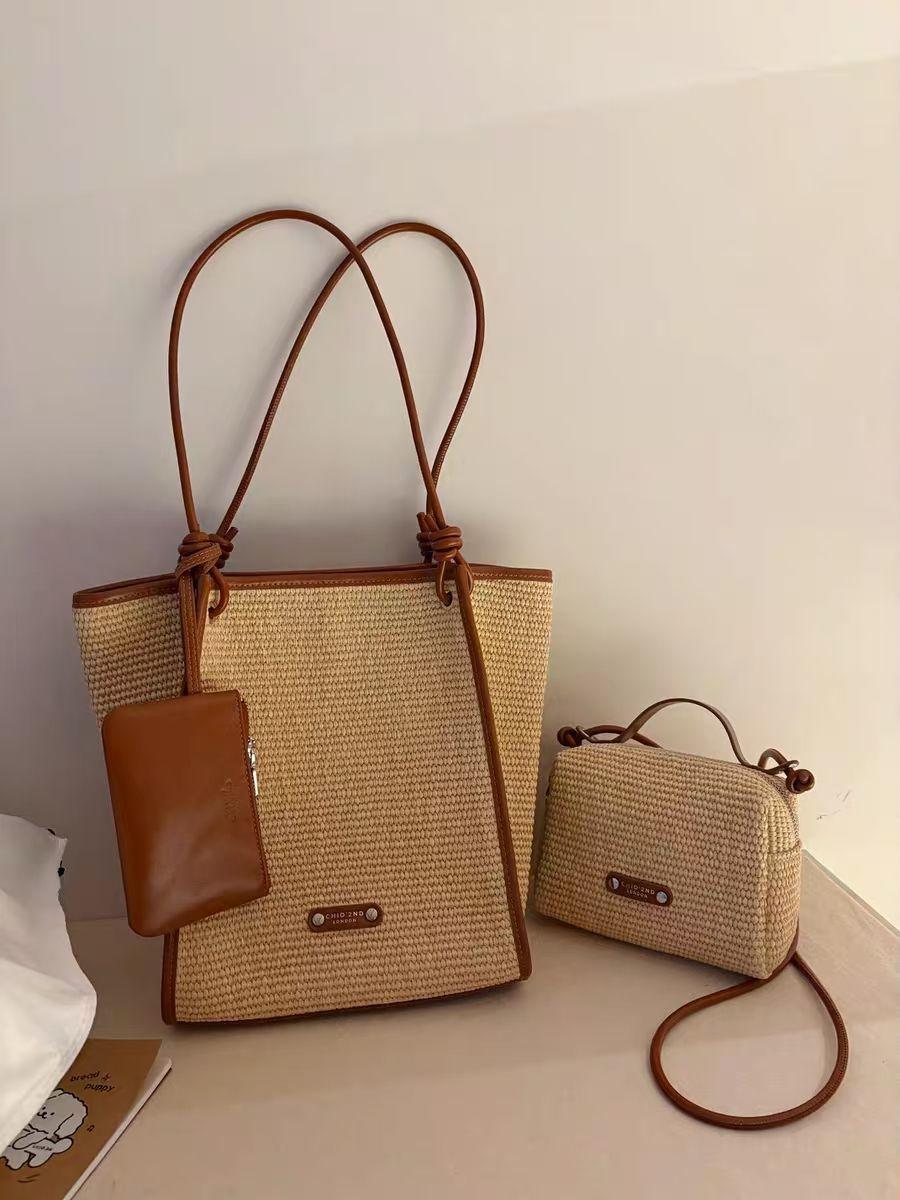 

Nanfeng versatile trend one pack three backs Lyon holiday tote bag women s woven bag one-shoulder straw mother and child bag