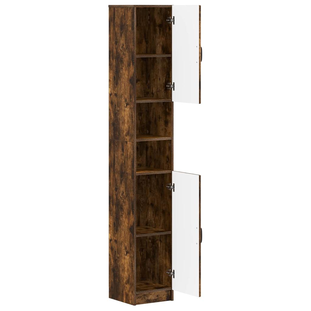 Bathroom Cabinet with Open Shelf UTRECHT Smoked Oak