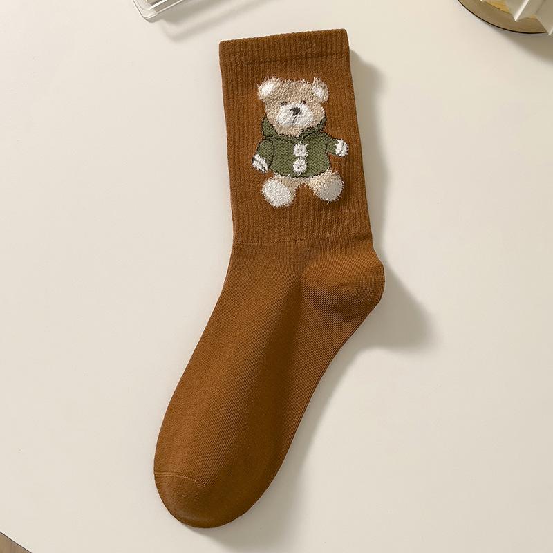 Long-stocking Girls, Cute Cartoon Bear Girls In Autumn and Winter, Mid-calf Girls, Girls' Academy, Tall Cotton Stockings