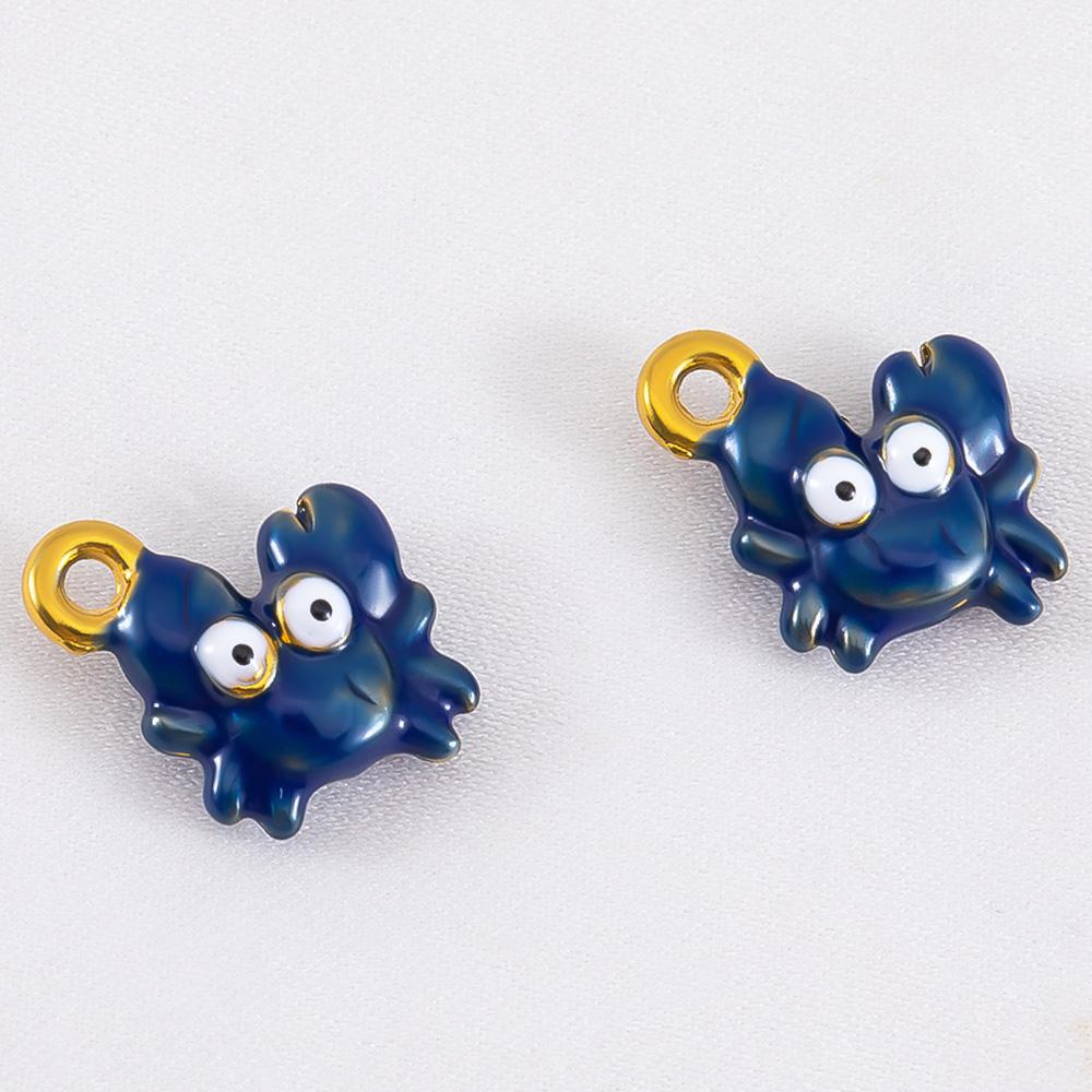 2pcs Cute Dripping Oil Crab Pendant Stainless Steel DIY Keychain Necklace Bracelet Accessories Trend Jewelry Making Accessories