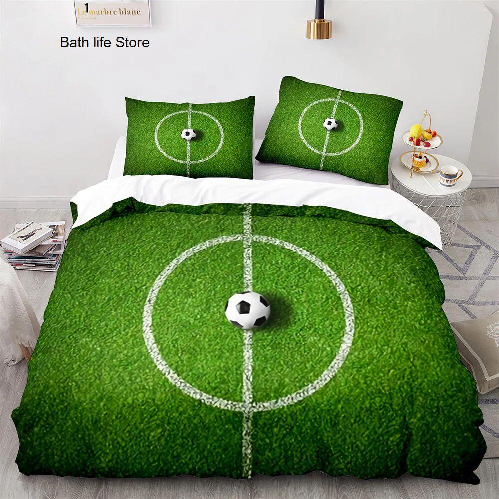 Anime Football Bedding Set Ball Sport Duvet Cover Set Double Queen King Twin Full Size Boys Teens Soccer Duvet Cover 2/3pcs Gift
