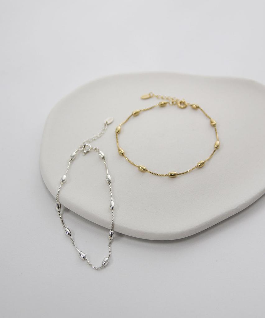 Ound Oval Ball Silver Chain Bracelet