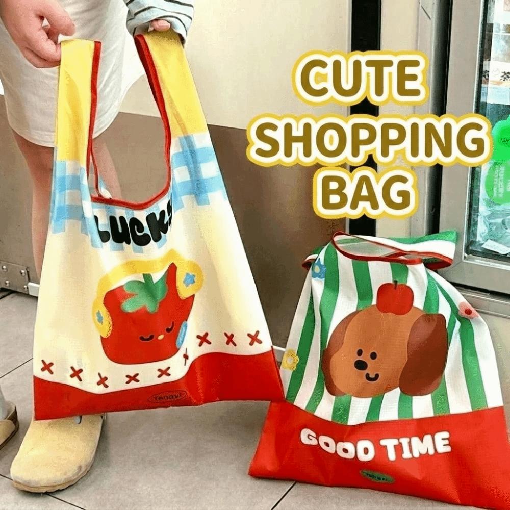 Large Capacity Cartoon Shopping Bag Waterproof Vegetable Storage Bag Handheld Bag  Shopping