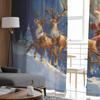 Weihnachten Weihnachtsmann Elch Geschenk Mond Vorhänge für Wohnzimmer Schlafzimmer Heimdekoration Fenster Voile Tüll Vorhang Drapierungen