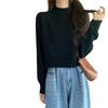 Semi-turtleneck pullover soft waxy inner loose knitted sweater women's autumn and winter solid color long-sleeved versatile short top