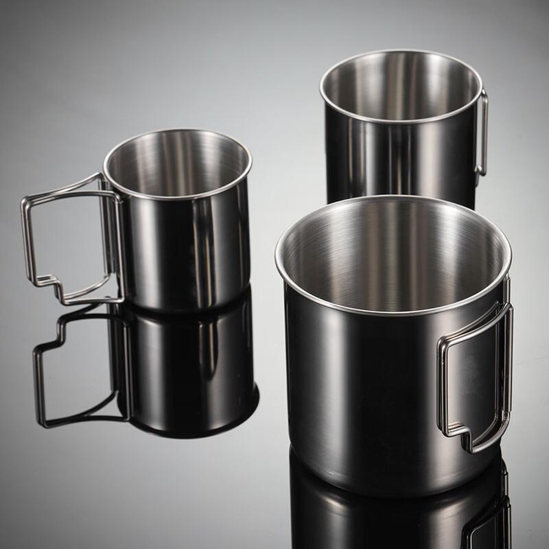 Qianxing 304 Stainless Steel Retro Camping Mug with Foldable Handle