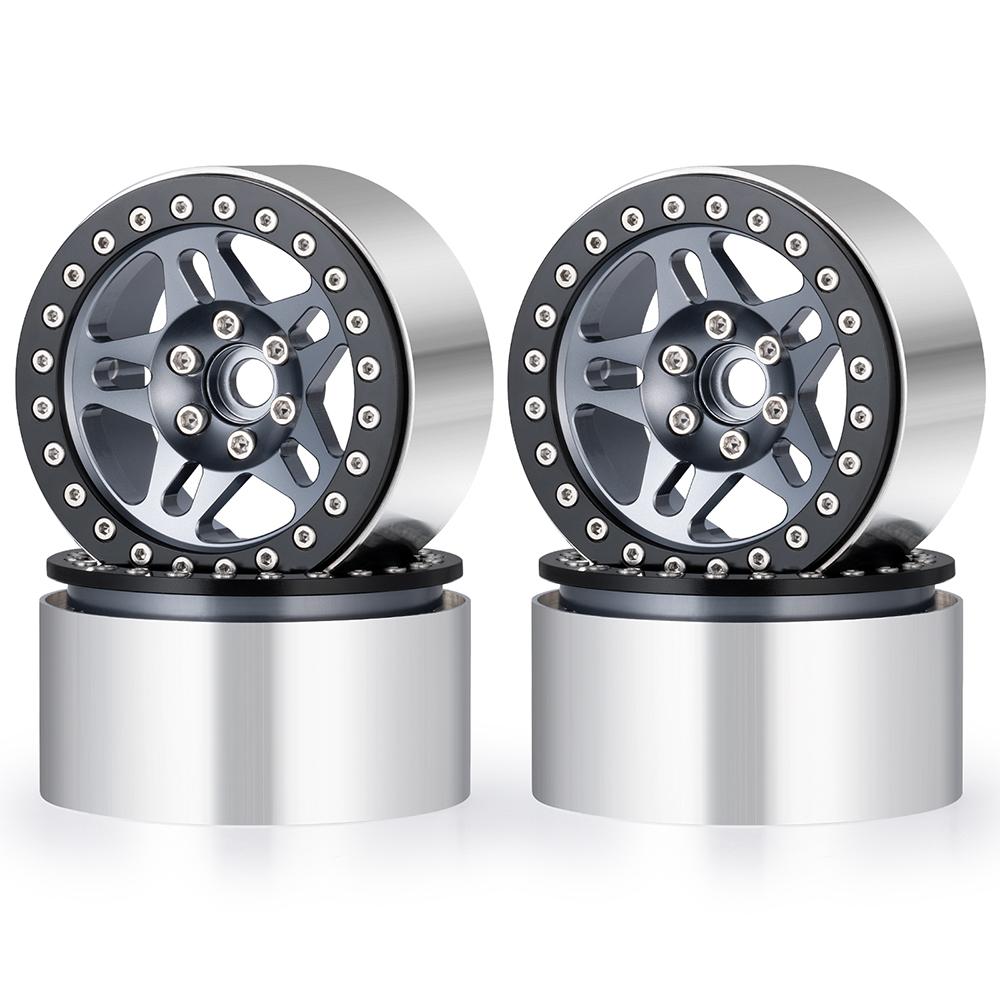 YEAHRUN 4pcs Aluminum Alloy Beadlock 2.2 inch Wheel Rims Hubs for Axial SCX10 Wraith TRX-4 1/10 RC Crawler Car Upgrade Part