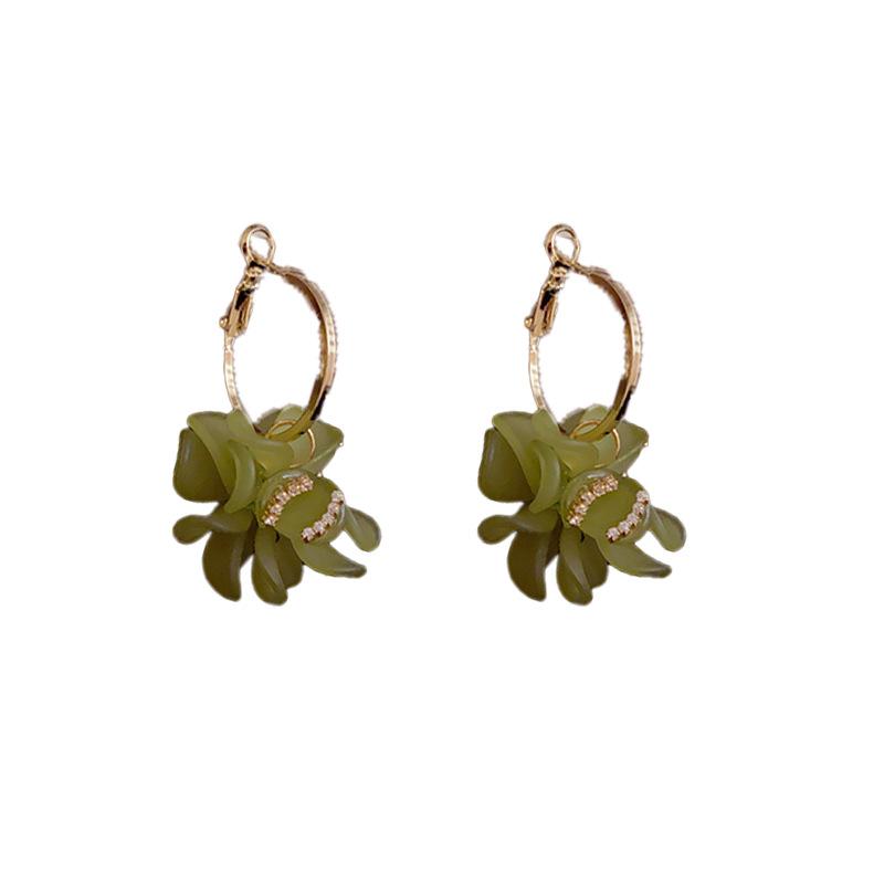 Fashion Korean Style Unique Niche Design Acrylic Petal Buckle Earrings For Women