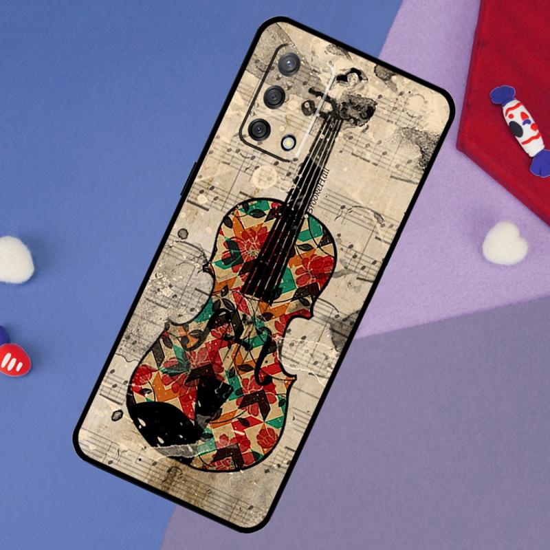 Music Violin Case For Oppo A17 A60 A40 A80 A16 A76 A96 A98 A58 A78 A18 A38 A57 A74 A54 A94 A15 A5 A6 Pro