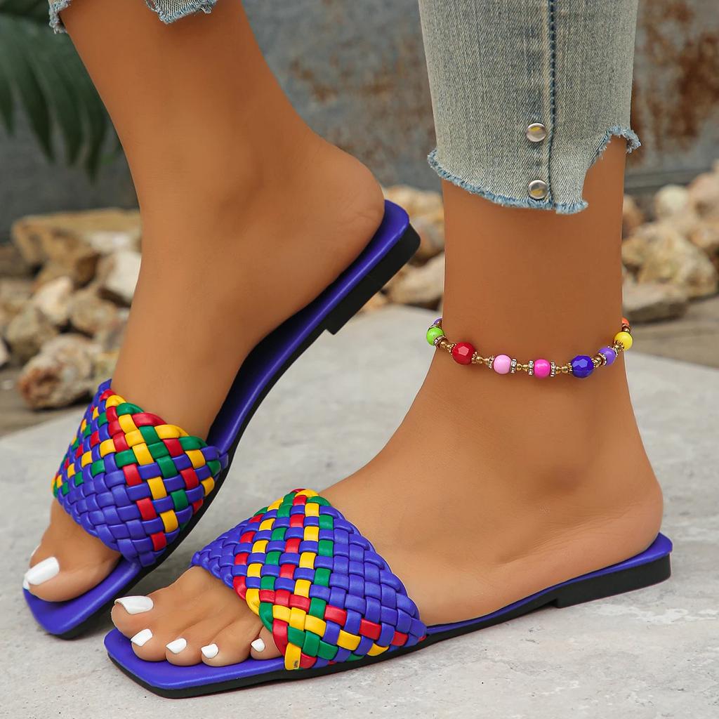 Fashion Women Slippers New Summer Trend Fashion Casual Beach Slippers Women Open-toe Vacation Flat Sandals Slides Women Zapatos De Mujer