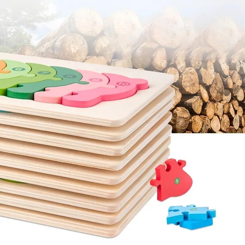 Holzpuzzles für Kinder, Zahlenpuzzle, Dinosaurierpuzzles und Tiere, Verkehr, Charakter-Puzzlespielzeug für Jungen und Mädchen, ideales Geschenk, 1–6