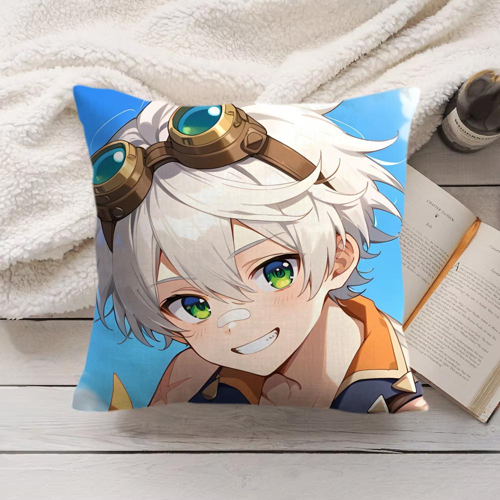 Bennett Genshin Impact Cute Cushion Cover Silky Short Plush Invisible Zipper Dustproof Sofa Pillow Case For Home Decor