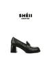 Sheepskin version~ Su Yinyin's same 8cm high heels retro leather one-pedal lazy loafers women's jk small leather shoes