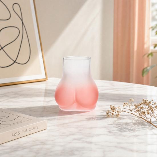 450ML Butt-Shaped Glass Cup, Novelty Drinking Glass, Funny Body Art Whiskey Coffee Cup for Bachelor Bachelorette Party Supplies, Home Bar Decor