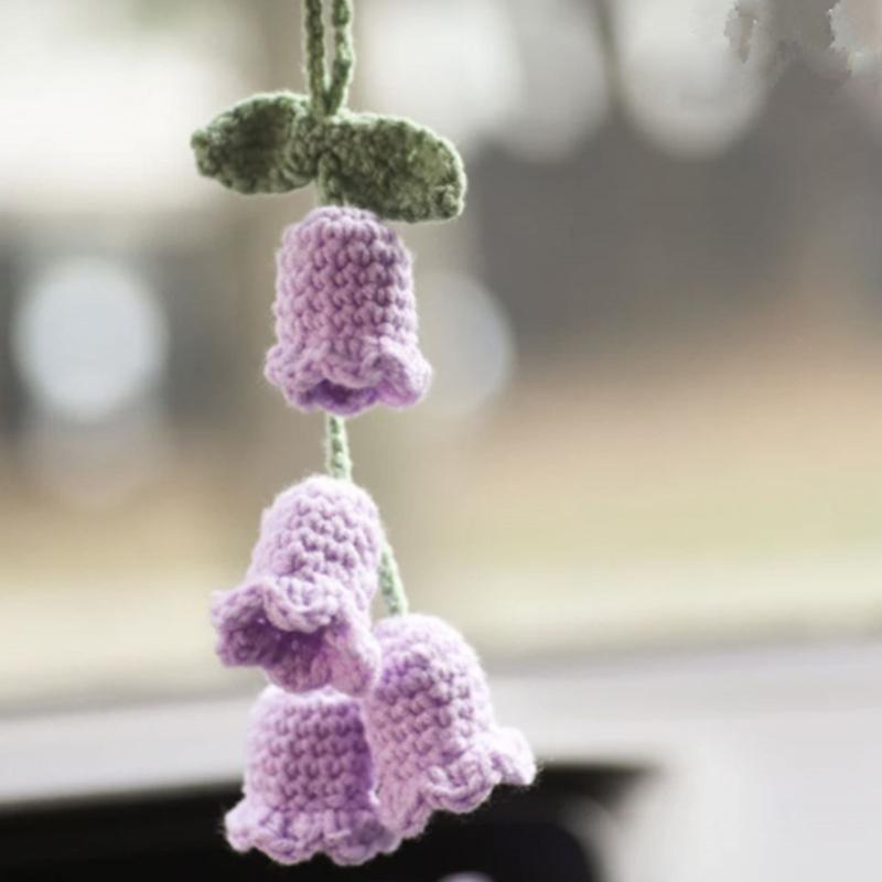 Hanging Decors Cute Bellflower Ornament for Backpacks Keychains Knitted Pendant