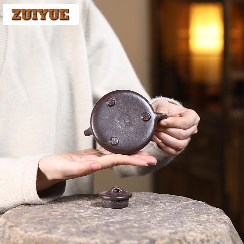 150ml Antike Yixing Lila Ton Teekannen Handgefertigter Stein Schöpfkrug Rohmaterial Schwarzes Gold Schlamm Kessel Zisha Teegeschirr Bastelbedarf Cha