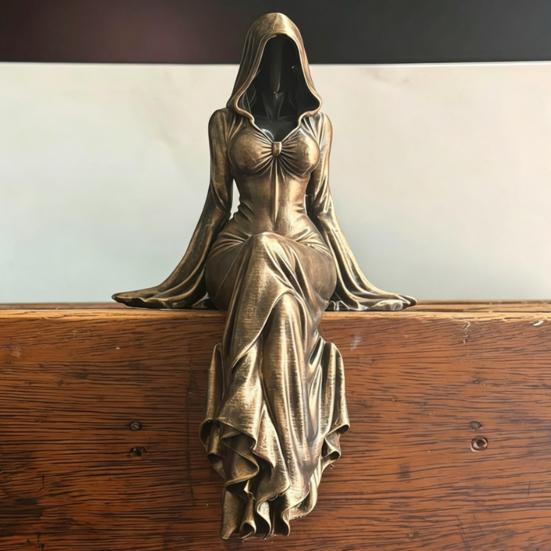 Resin Goddess Statue for Desk 3D Printed Reaper Figurine Ornaments, Dark Style Sculpture, Unique Aesthetic Decor Gothic Faceless Desktop Bookshelf