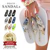 Beach Sandals Women Thick-soled Floral Pattern Lightweight Thong Easy Walk Heel Sea Comfortable Leisure Town Womens Fit Stylish Cute Non-slip Summer