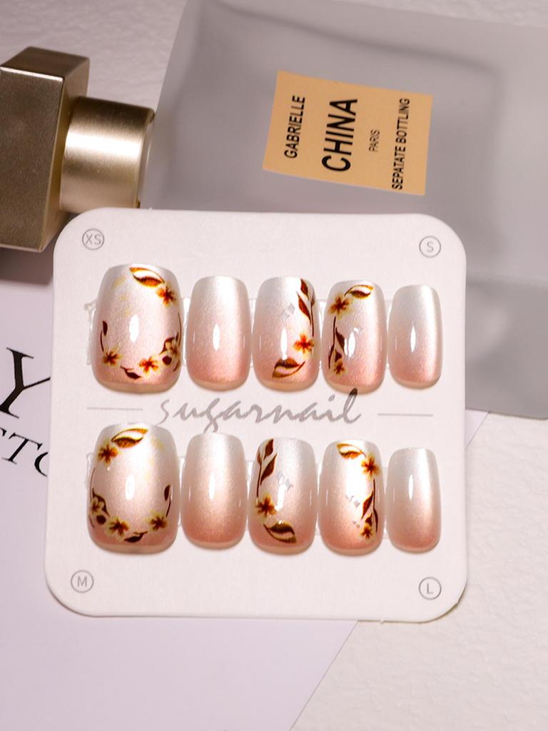 Butterfly & Cat Eye Wearable Nail Kit - Cute Short Manicure Pieces