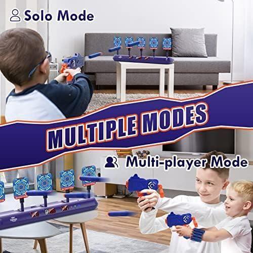 Lehoo castle cible pour nerf, electronique avec 5 cibles 3 modes, jeu de tir avec effet lumineux et sonore (bleu avec un pistolet)
