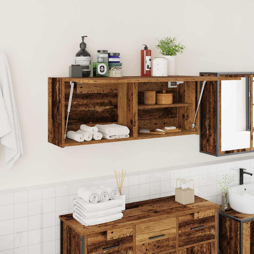 Bathroom Wall Cabinet Reclaimed Wood Look 100x25x40 cm Engineered Wood
