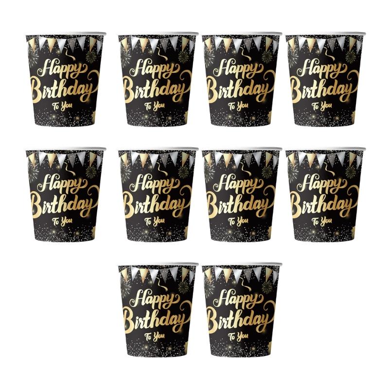 Disposable Party Supplies Black Gold Brilliants Theme Food Safe Ink Printing For Indoors Outdoor Gatherings
